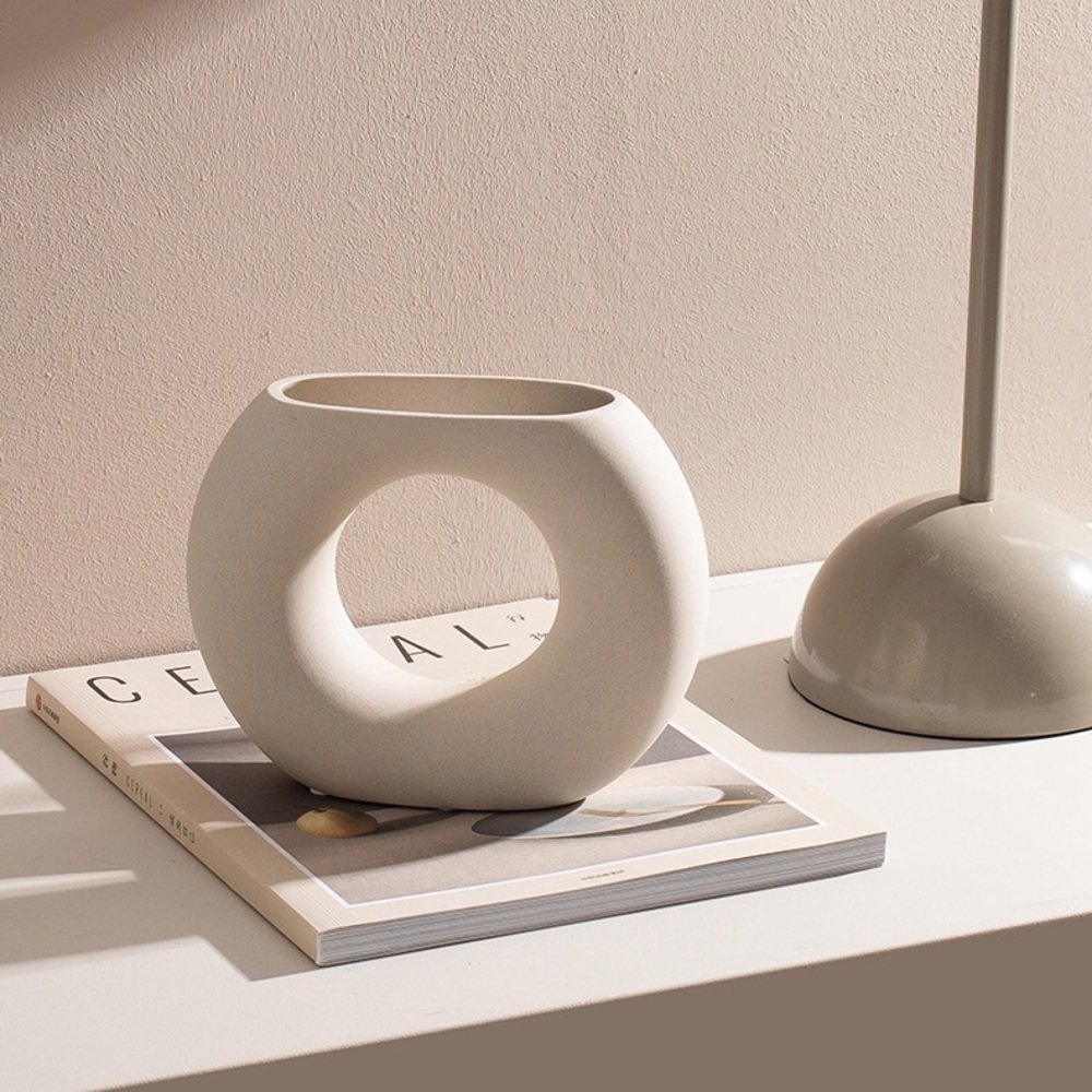 Ceramic Hollow Vase, Minimalist Home Decor
